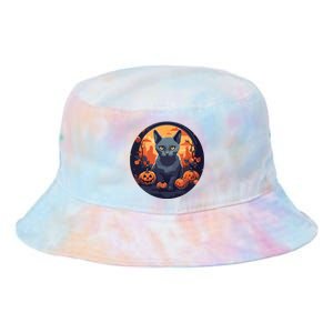 Russian Blue Cat Halloween Pumpkin Love Cats Tie Dye Newport Bucket Hat