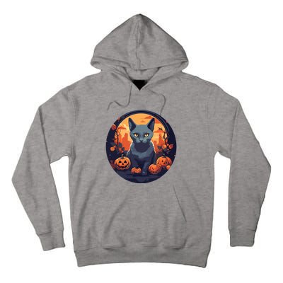 Russian Blue Cat Halloween Pumpkin Love Cats Tall Hoodie