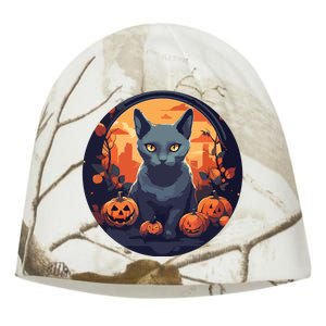 Russian Blue Cat Halloween Pumpkin Love Cats Kati - Camo Knit Beanie