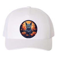 Russian Blue Cat Halloween Pumpkin Love Cats Yupoong Adult 5-Panel Trucker Hat