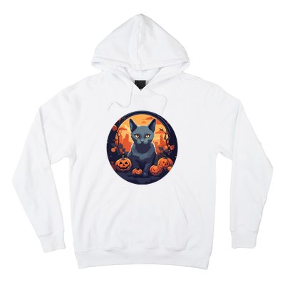 Russian Blue Cat Halloween Pumpkin Love Cats Hoodie