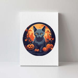 Russian Blue Cat Halloween Pumpkin Love Cats Canvas