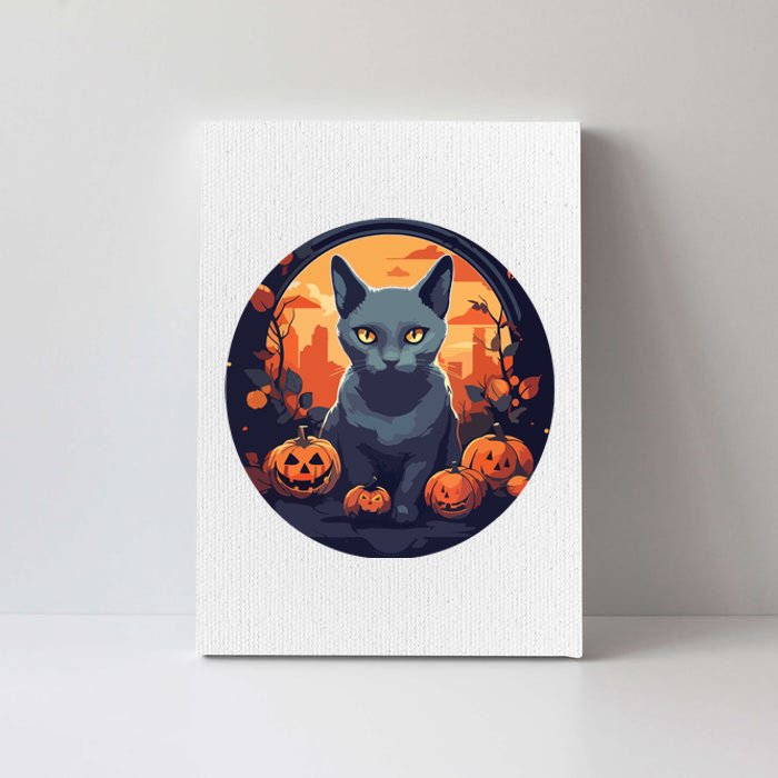 Russian Blue Cat Halloween Pumpkin Love Cats Canvas