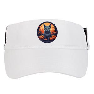 Russian Blue Cat Halloween Pumpkin Love Cats Adult Drive Performance Visor