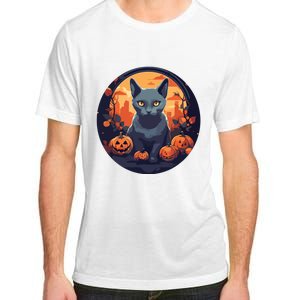 Russian Blue Cat Halloween Pumpkin Love Cats Adult ChromaSoft Performance T-Shirt