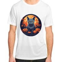 Russian Blue Cat Halloween Pumpkin Love Cats Adult ChromaSoft Performance T-Shirt