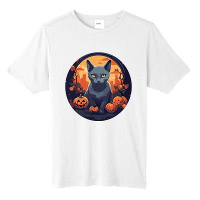 Russian Blue Cat Halloween Pumpkin Love Cats Tall Fusion ChromaSoft Performance T-Shirt