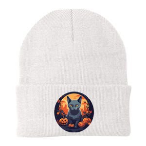 Russian Blue Cat Halloween Pumpkin Love Cats Knit Cap Winter Beanie