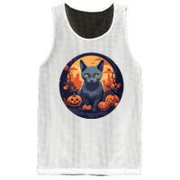 Russian Blue Cat Halloween Pumpkin Love Cats Mesh Reversible Basketball Jersey Tank