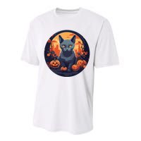 Russian Blue Cat Halloween Pumpkin Love Cats Performance Sprint T-Shirt