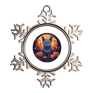 Russian Blue Cat Halloween Pumpkin Love Cats Metallic Star Ornament