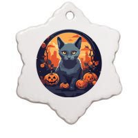 Russian Blue Cat Halloween Pumpkin Love Cats Ceramic Star Ornament