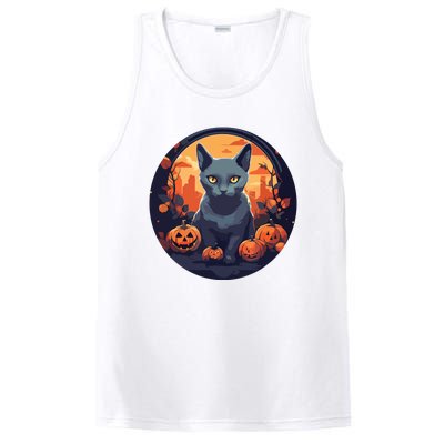 Russian Blue Cat Halloween Pumpkin Love Cats PosiCharge Competitor Tank