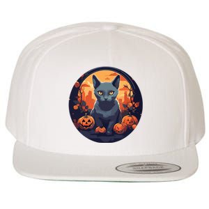 Russian Blue Cat Halloween Pumpkin Love Cats Wool Snapback Cap