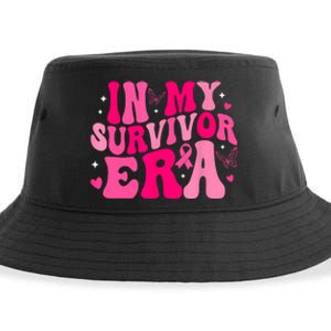 Retro Breast Cancer Awareness In My Survivor Era Groovy Gift Sustainable Bucket Hat