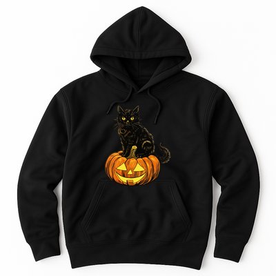 Retro Black Cat Halloween Pumpkin Costume Hoodie