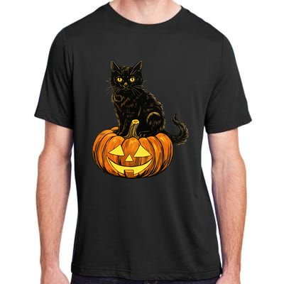 Retro Black Cat Halloween Pumpkin Costume Adult ChromaSoft Performance T-Shirt