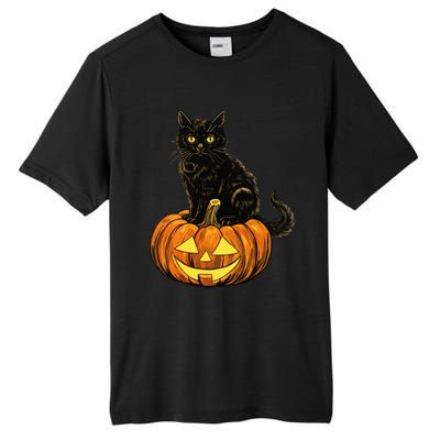 Retro Black Cat Halloween Pumpkin Costume Tall Fusion ChromaSoft Performance T-Shirt