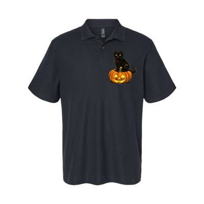 Retro Black Cat Halloween Pumpkin Costume Softstyle Adult Sport Polo