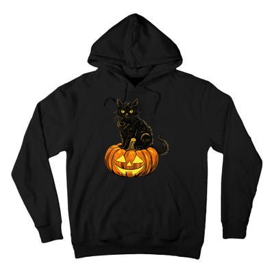 Retro Black Cat Halloween Pumpkin Costume Tall Hoodie