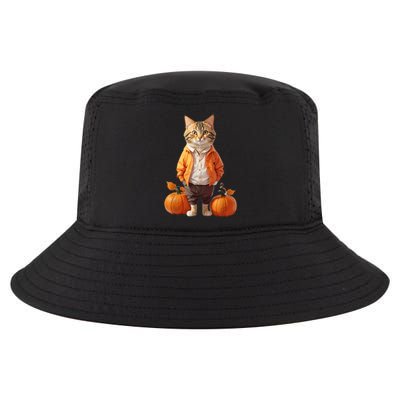 Retro Black Cat Halloween Pumpkin Costume Cool Comfort Performance Bucket Hat