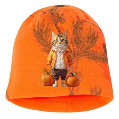 Retro Black Cat Halloween Pumpkin Costume Kati - Camo Knit Beanie