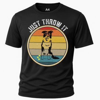 Retro Border Collie Lover Just Throw It Border Collie Mom Performance Shirt