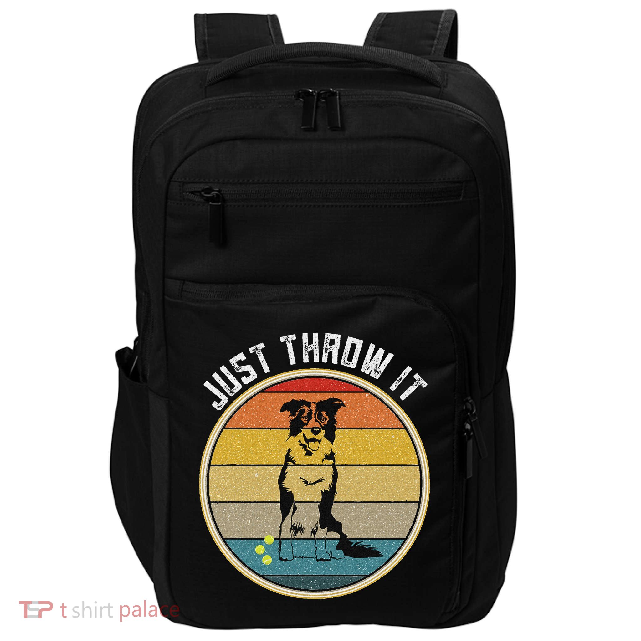 Retro Border Collie Lover Just Throw It Border Collie Mom Impact Tech Backpack