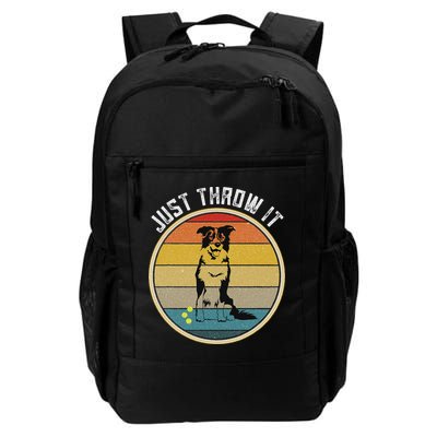 Retro Border Collie Lover Just Throw It Border Collie Mom Daily Commute Backpack
