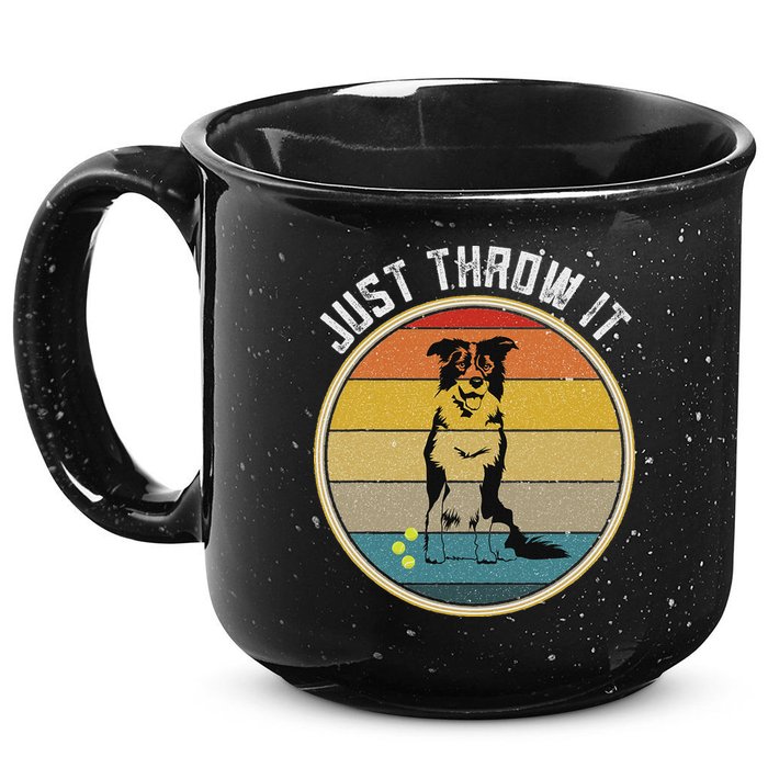 Retro Border Collie Lover Just Throw It Border Collie Mom 15oz Campfire Ceramic Mug