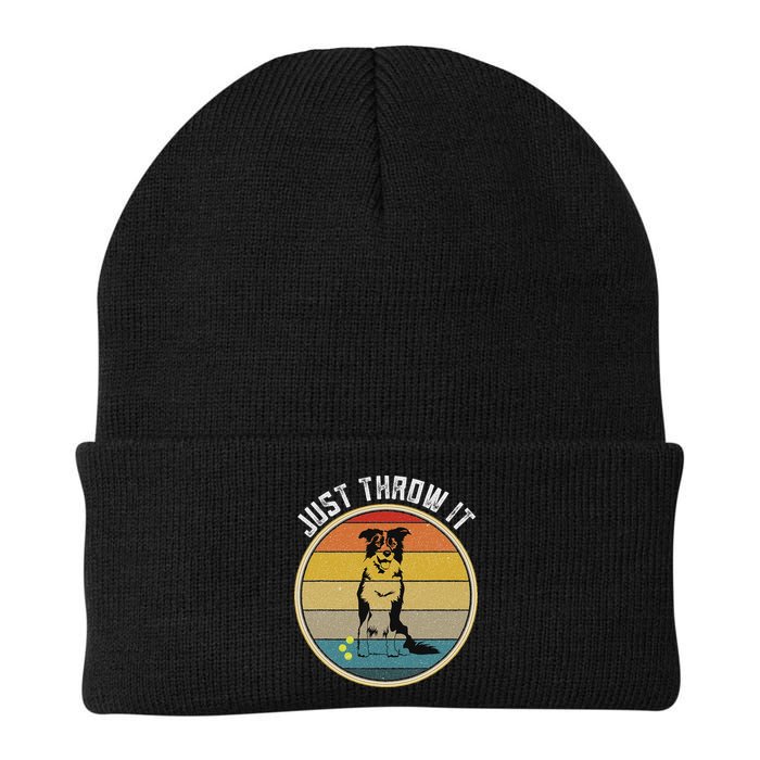 Retro Border Collie Lover Just Throw It Border Collie Mom Beanie