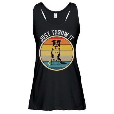 Retro Border Collie Lover Just Throw It Border Collie Mom Ladies Essential Flowy Tank
