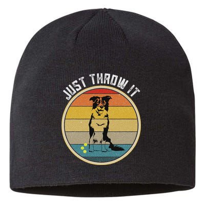 Retro Border Collie Lover Just Throw It Border Collie Mom Sustainable Beanie