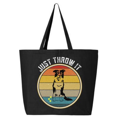 Retro Border Collie Lover Just Throw It Border Collie Mom 25L Jumbo Tote