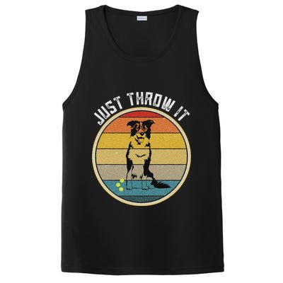Retro Border Collie Lover Just Throw It Border Collie Mom PosiCharge Competitor Tank