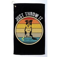 Retro Border Collie Lover Just Throw It Border Collie Mom Golf Towel
