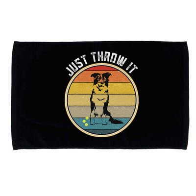 Retro Border Collie Lover Just Throw It Border Collie Mom Microfiber Hand Towel