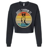 Retro Border Collie Lover Just Throw It Border Collie Mom Cropped Pullover Crew