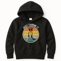 Retro Border Collie Lover Just Throw It Border Collie Mom Kids Hoodie