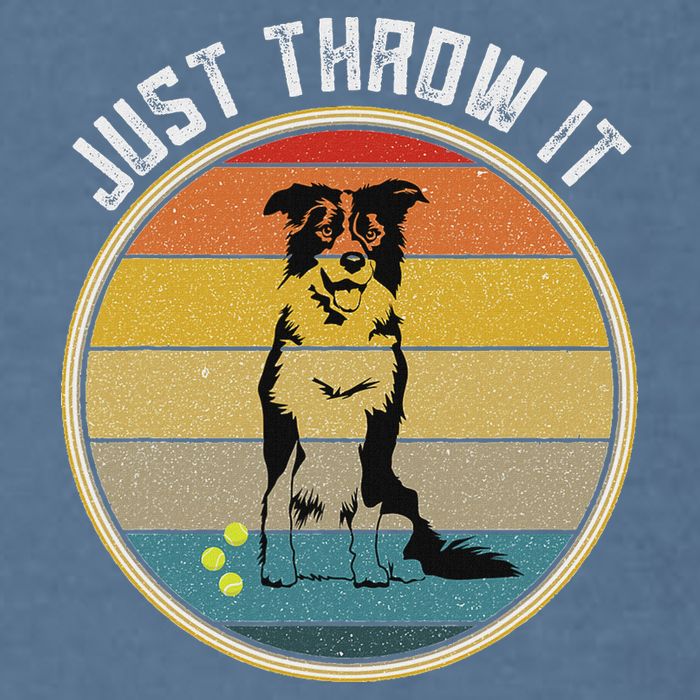Retro Border Collie Lover Just Throw It Border Collie Mom Garment-Dyed Sweatshirt