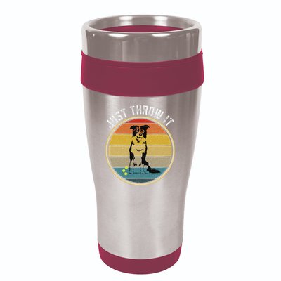 Retro Border Collie Lover Just Throw It Border Collie Mom 16oz Travel Tumbler