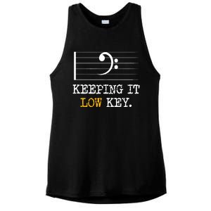 Retro Bass Clef Music Keeping It Low Key Funny Musician Ladies PosiCharge Tri-Blend Wicking Tank