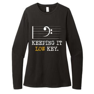 Retro Bass Clef Music Keeping It Low Key Funny Musician Womens CVC Long Sleeve Shirt