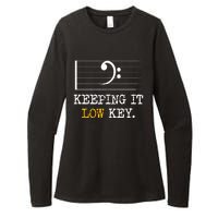 Retro Bass Clef Music Keeping It Low Key Funny Musician Womens CVC Long Sleeve Shirt