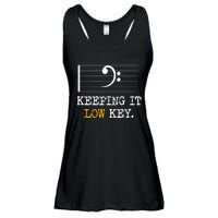 Retro Bass Clef Music Keeping It Low Key Funny Musician Ladies Essential Flowy Tank