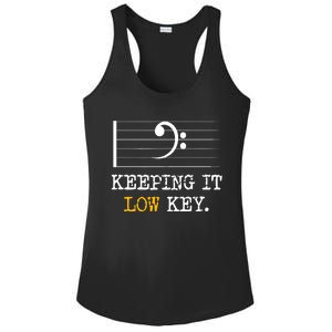 Retro Bass Clef Music Keeping It Low Key Funny Musician Ladies PosiCharge Competitor Racerback Tank