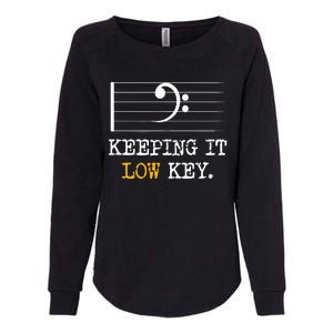 Retro Bass Clef Music Keeping It Low Key Funny Musician Womens California Wash Sweatshirt