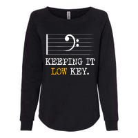 Retro Bass Clef Music Keeping It Low Key Funny Musician Womens California Wash Sweatshirt