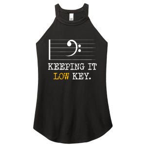 Retro Bass Clef Music Keeping It Low Key Funny Musician Women's Perfect Tri Rocker Tank