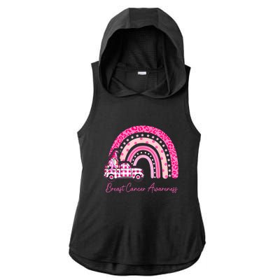 Rainbow Breast Cancer Awareness Pink Gnomes Truck Ladies PosiCharge Tri-Blend Wicking Draft Hoodie Tank